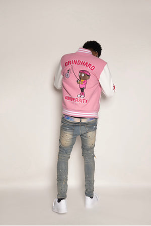 Pink GrindHard University Letterman